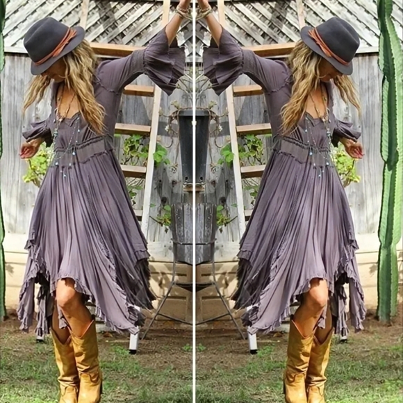 Free People Roomy Ruffle Dress RARE - Picture 5 of 8